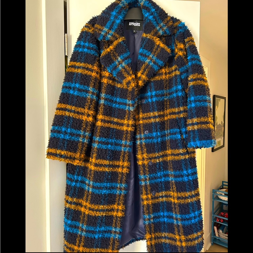 Apparis Tikka Coat in Blue and Navy Plaid